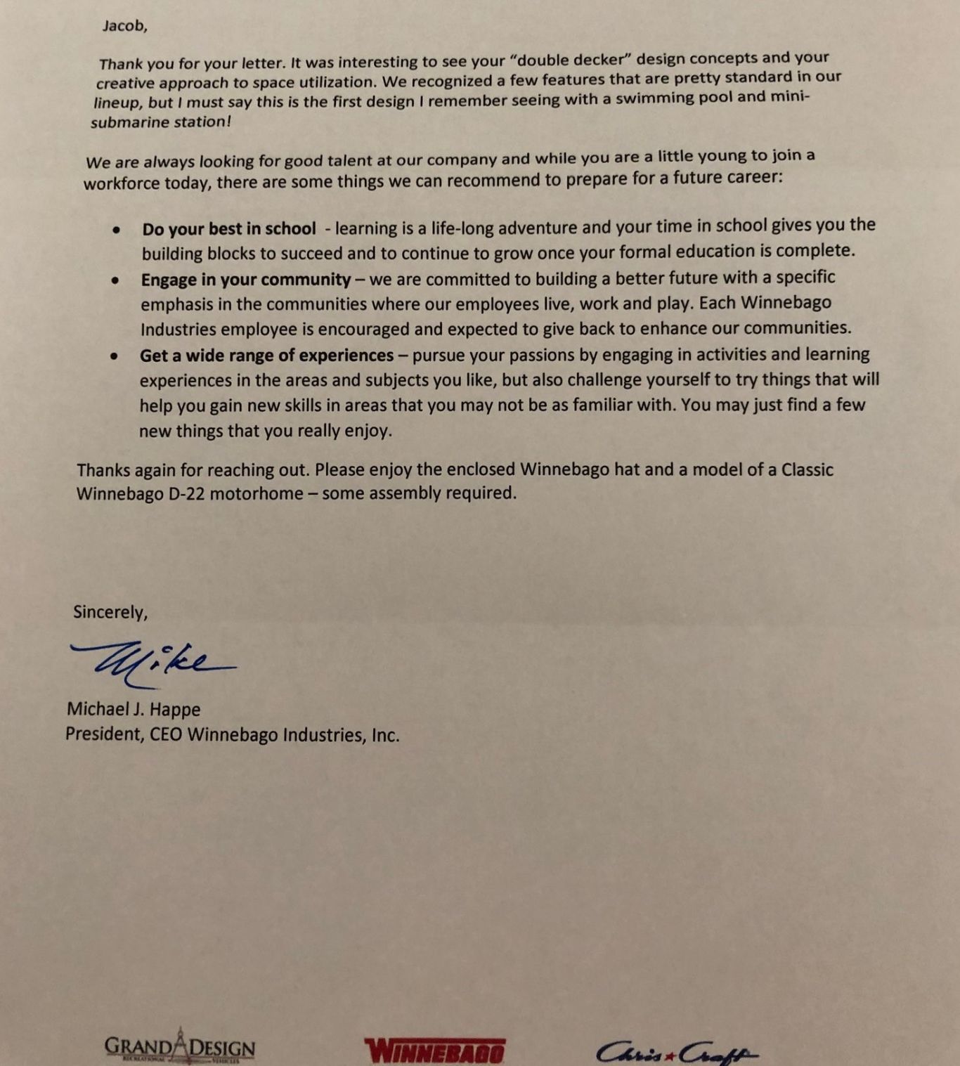 Winnebago letter
